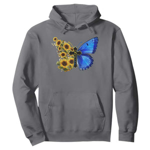 Sunflower Butterfly Ukraine Flag Hoodie TS10 Charcoal Print Your Wear