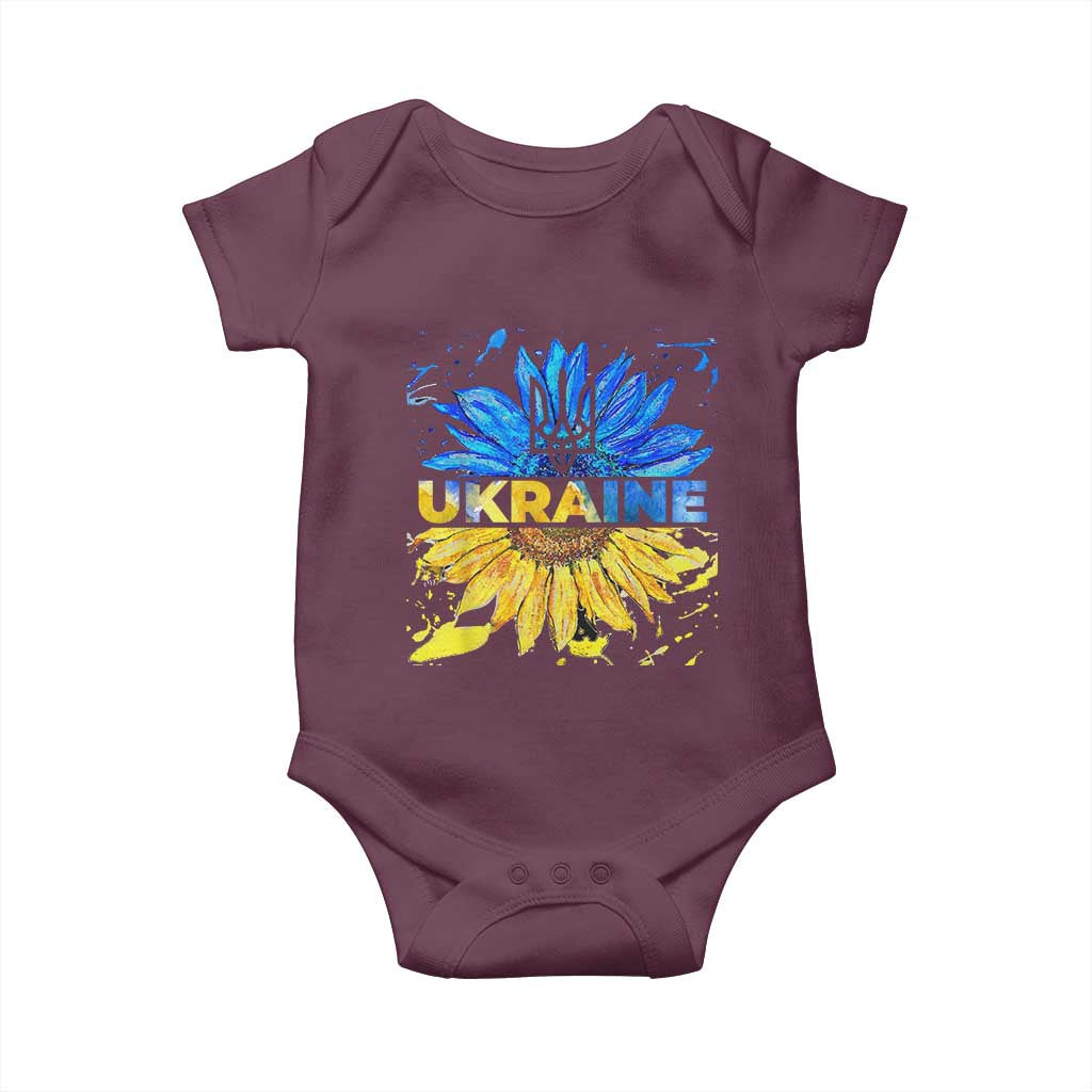 Ukraine Sunflower Ukrainian Flag Baby Onesie TS10 Maroon Print Your Wear