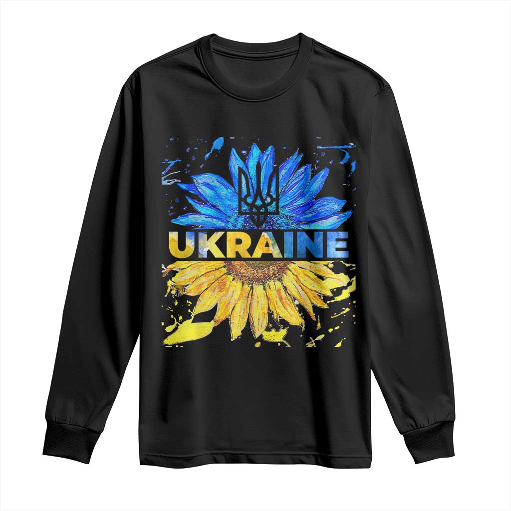 Ukraine Sunflower Ukrainian Flag Long Sleeve Shirt TS10 Black Print Your Wear