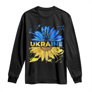 Ukraine Sunflower Ukrainian Flag Long Sleeve Shirt TS10 Black Print Your Wear