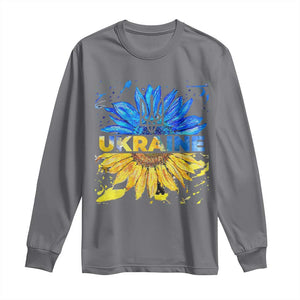 Ukraine Sunflower Ukrainian Flag Long Sleeve Shirt TS10 Charcoal Print Your Wear