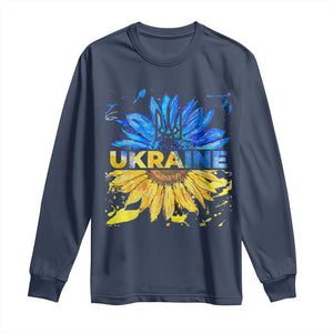 Ukraine Sunflower Ukrainian Flag Long Sleeve Shirt TS10 Navy Print Your Wear