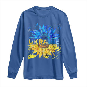 Ukraine Sunflower Ukrainian Flag Long Sleeve Shirt TS10 Royal Blue Print Your Wear