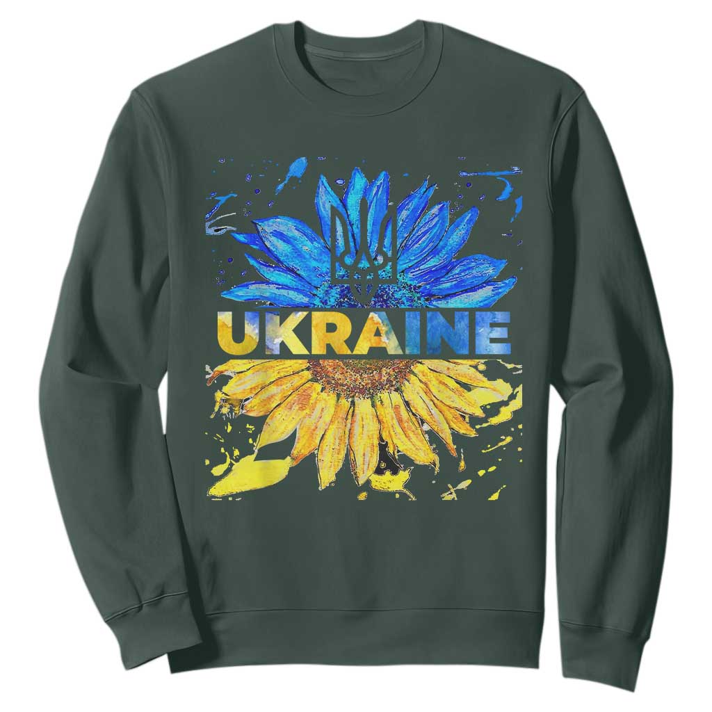 Ukraine Sunflower Ukrainian Flag Sweatshirt TS10 Dark Forest Green Print Your Wear