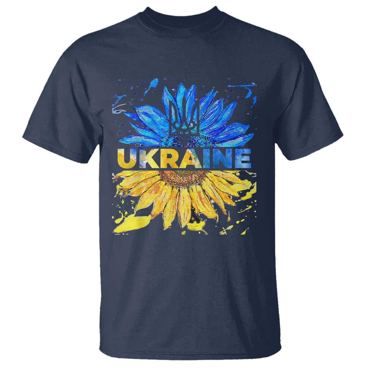 Ukraine Sunflower Ukrainian Flag T Shirt TS10 Navy Print Your Wear