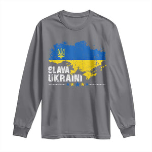 Slava Ukraini Ukraine Flag Long Sleeve Shirt Patriot Patriotic Ukrainian National Flag TS10 Charcoal Print Your Wear