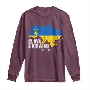 Slava Ukraini Ukraine Flag Long Sleeve Shirt Patriot Patriotic Ukrainian National Flag TS10 Maroon Print Your Wear