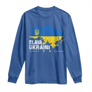 Slava Ukraini Ukraine Flag Long Sleeve Shirt Patriot Patriotic Ukrainian National Flag TS10 Royal Blue Print Your Wear