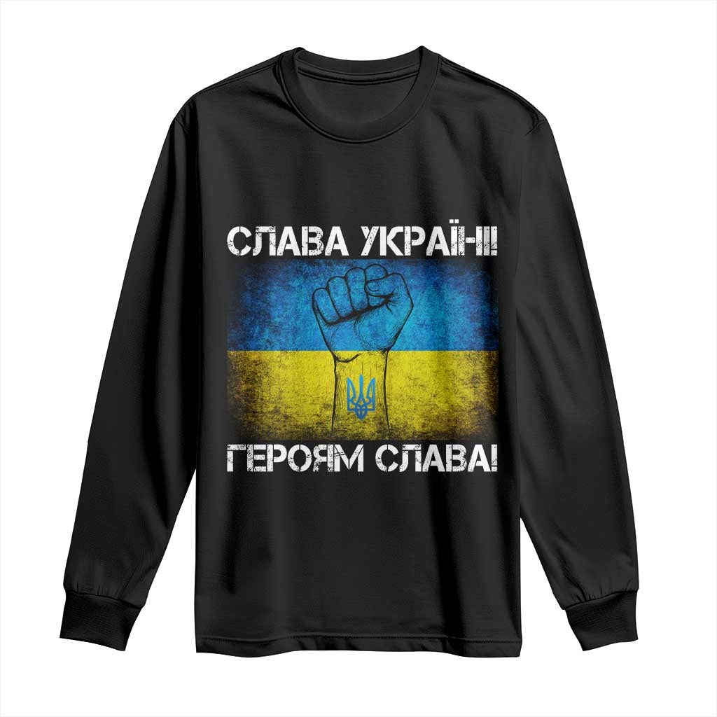 Ukraine Flag Long Sleeve Shirt Glory to the Heroes Ukrainian Patriot Patriotic TS10 Black Print Your Wear