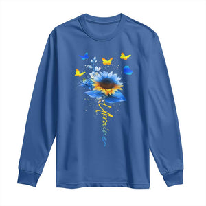 Sunflower Ukraine Flag Long Sleeve Shirt Ukrainian Butterflies Flowers TS10 Royal Blue Print Your Wear