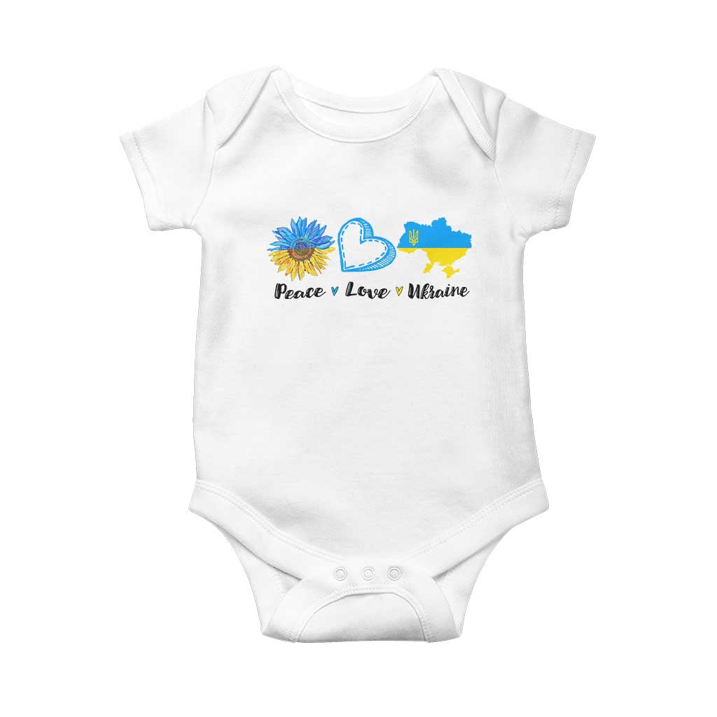 Peace Love Ukraine Sunflower Flag Baby Onesie TS10 White Print Your Wear