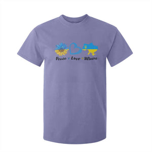 Peace Love Ukraine Sunflower Flag T Shirt For Kid TS10 Violet Print Your Wear