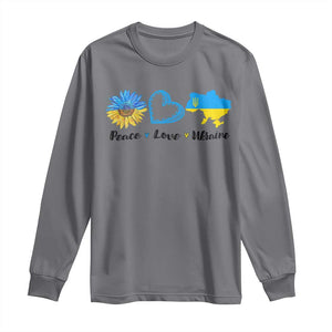 Peace Love Ukraine Sunflower Flag Long Sleeve Shirt TS10 Charcoal Print Your Wear