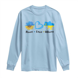 Peace Love Ukraine Sunflower Flag Long Sleeve Shirt TS10 Light Blue Print Your Wear