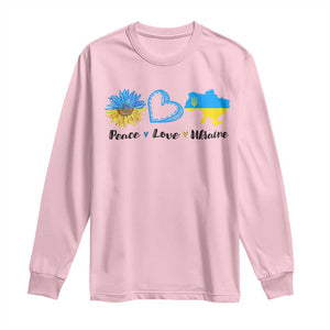 Peace Love Ukraine Sunflower Flag Long Sleeve Shirt TS10 Light Pink Print Your Wear