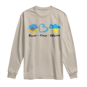 Peace Love Ukraine Sunflower Flag Long Sleeve Shirt TS10 Sand Print Your Wear