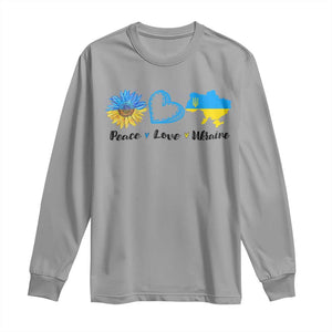 Peace Love Ukraine Sunflower Flag Long Sleeve Shirt TS10 Sport Gray Print Your Wear