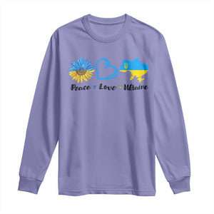 Peace Love Ukraine Sunflower Flag Long Sleeve Shirt TS10 Violet Print Your Wear