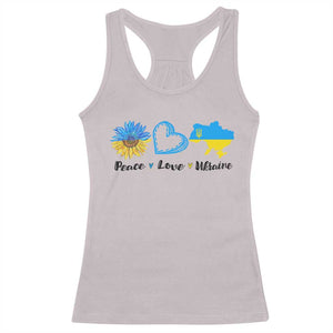 Peace Love Ukraine Sunflower Flag Racerback Tank Top TS10 Ice Gray Print Your Wear