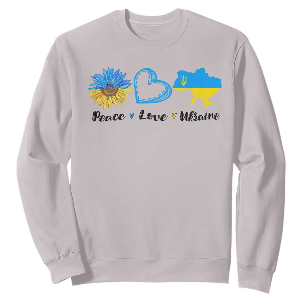 Peace Love Ukraine Sunflower Flag Sweatshirt TS10 Ice Gray Print Your Wear
