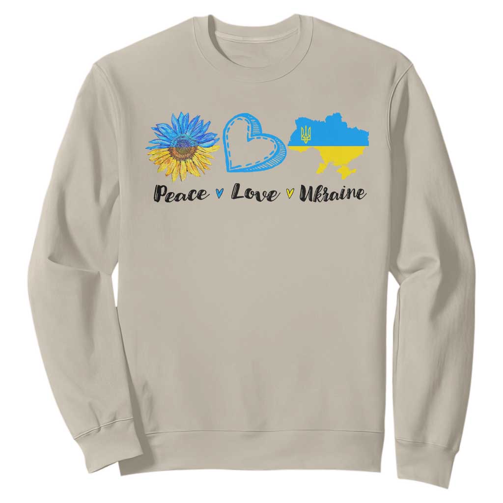 Peace Love Ukraine Sunflower Flag Sweatshirt TS10 Sand Print Your Wear