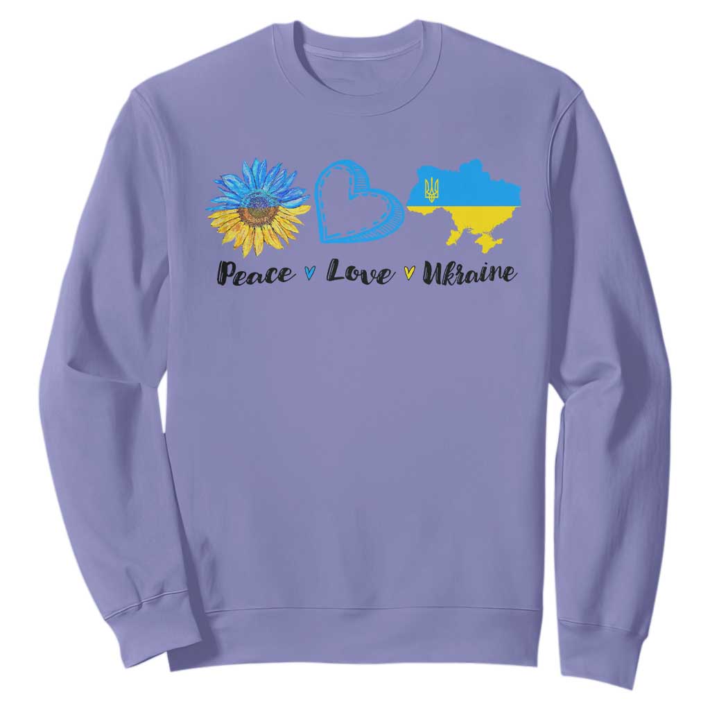 Peace Love Ukraine Sunflower Flag Sweatshirt TS10 Violet Print Your Wear