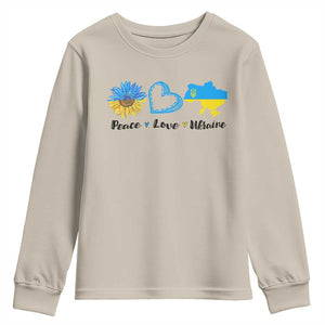 Peace Love Ukraine Sunflower Flag Youth Sweatshirt TS10 Sand Print Your Wear