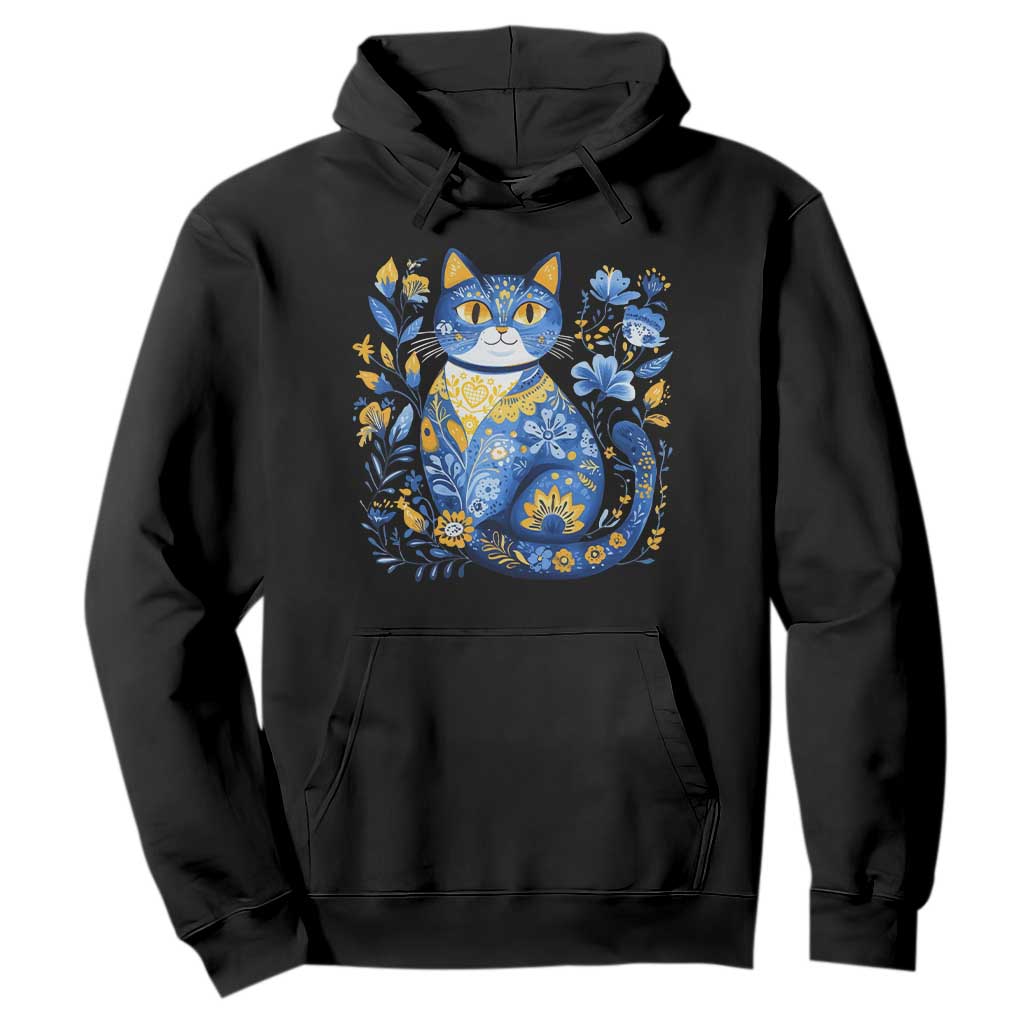 Ukraine Cat Floral Vintage Ukrainian Flag Hoodie TS10 Black Print Your Wear