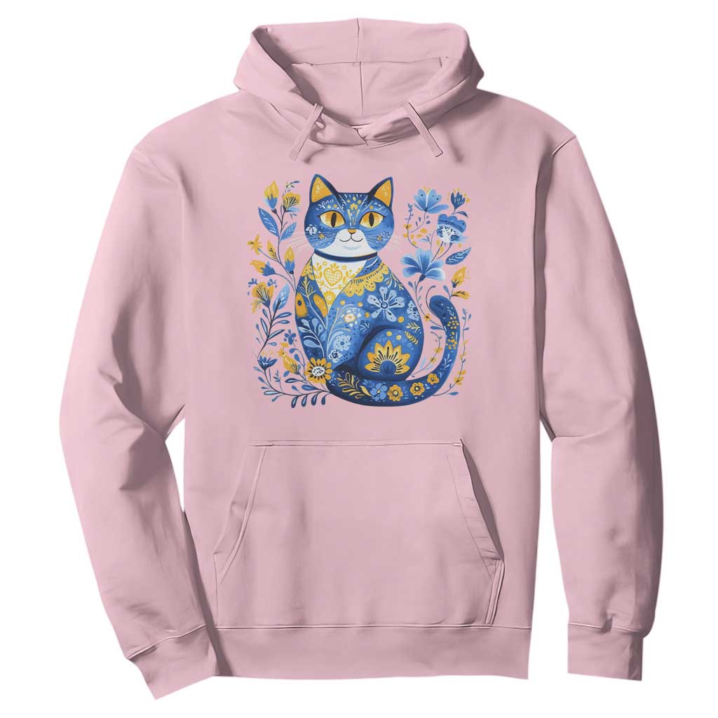 Ukraine Cat Floral Vintage Ukrainian Flag Hoodie TS10 Light Pink Print Your Wear