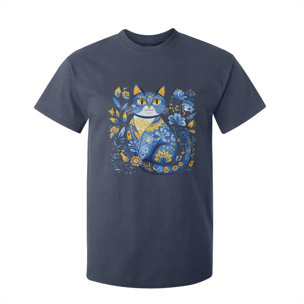 Ukraine Cat Floral Vintage Ukrainian Flag T Shirt For Kid TS10 Navy Print Your Wear