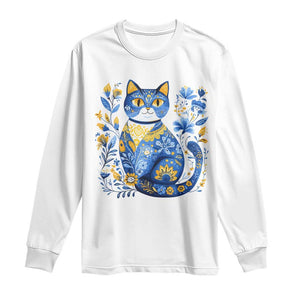 Ukraine Cat Floral Vintage Ukrainian Flag Long Sleeve Shirt TS10 White Print Your Wear