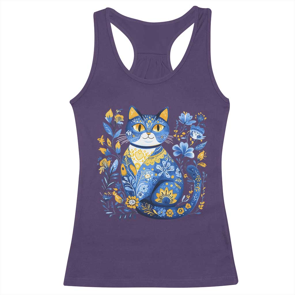 Ukraine Cat Floral Vintage Ukrainian Flag Racerback Tank Top TS10 Purple Print Your Wear