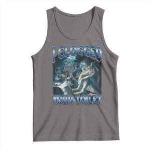 Alpha Wolf Meme Tank Top I Clogged Your Toilet Funny Unhinged Stupid Brainrot TS10 Deep Heather Print Your Wear