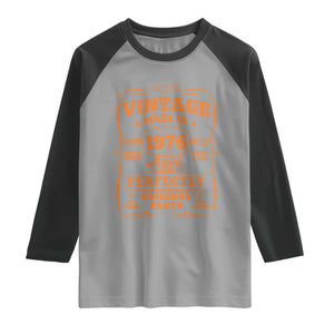 Vintage 50 Birthday Raglan Shirt 50yr 1976 50th Birthday TS10 Sport Gray Black Print Your Wear