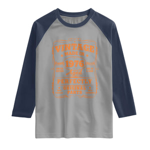 Vintage 50 Birthday Raglan Shirt 50yr 1976 50th Birthday TS10 Sport Gray Navy Print Your Wear