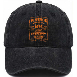 Vintage 50 Birthday Washed Cotton Baseball Cap 50yr 1976 50th Birthday TS10 Washed Cap Universal Fit Black Print Your Wear