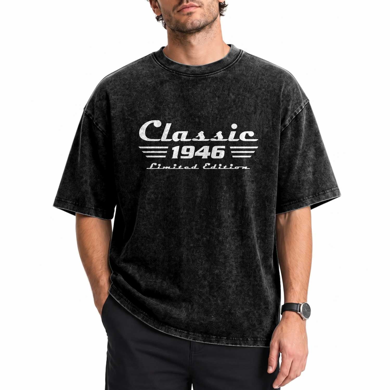 Classic 1946 Birthday Washed Cotton T-Shirt 80yr 80th Birthday