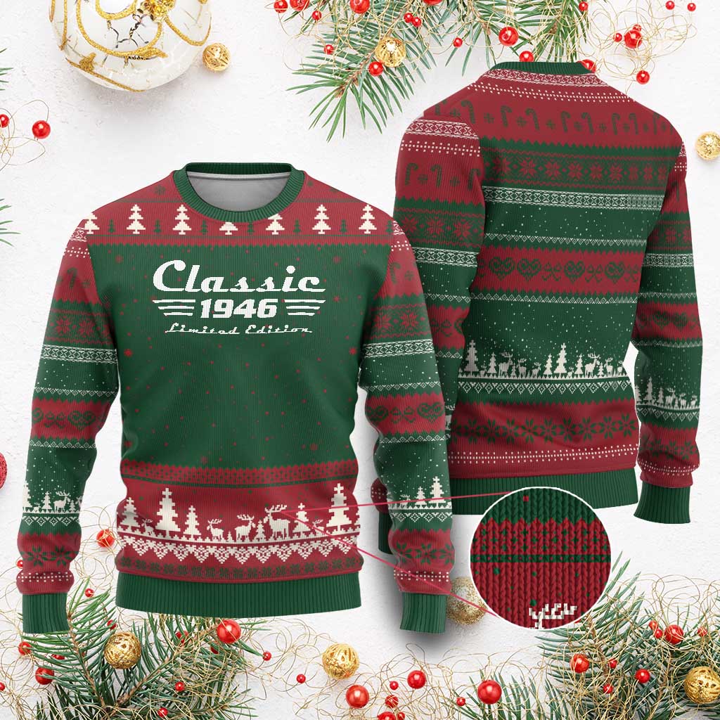 Classic 1946 Birthday Ugly Christmas Sweater 80yr 80th Birthday TS10 Red Green Print Your Wear
