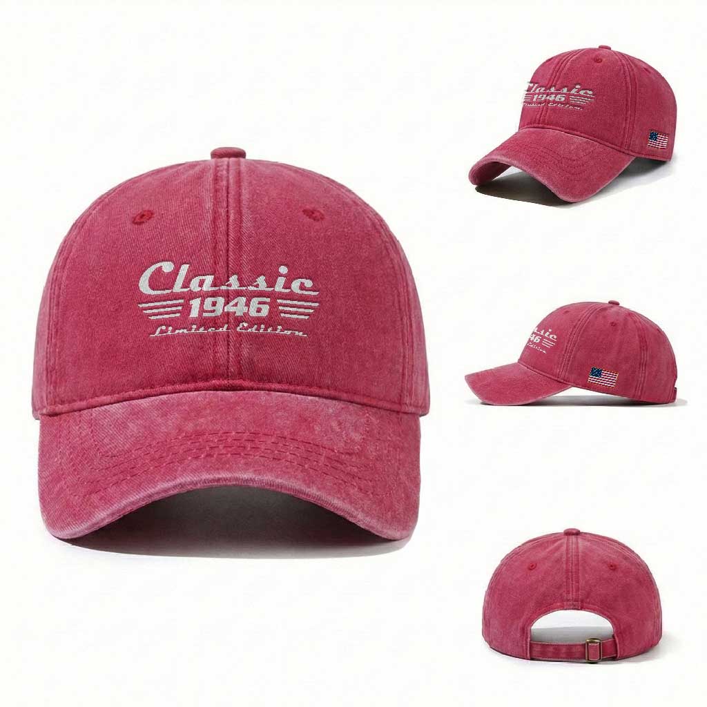 Classic 1946 Birthday Washed Cotton Baseball Cap 80yr 80th Birthday TS10 Washed Cap Universal Fit Red Print Your Wear