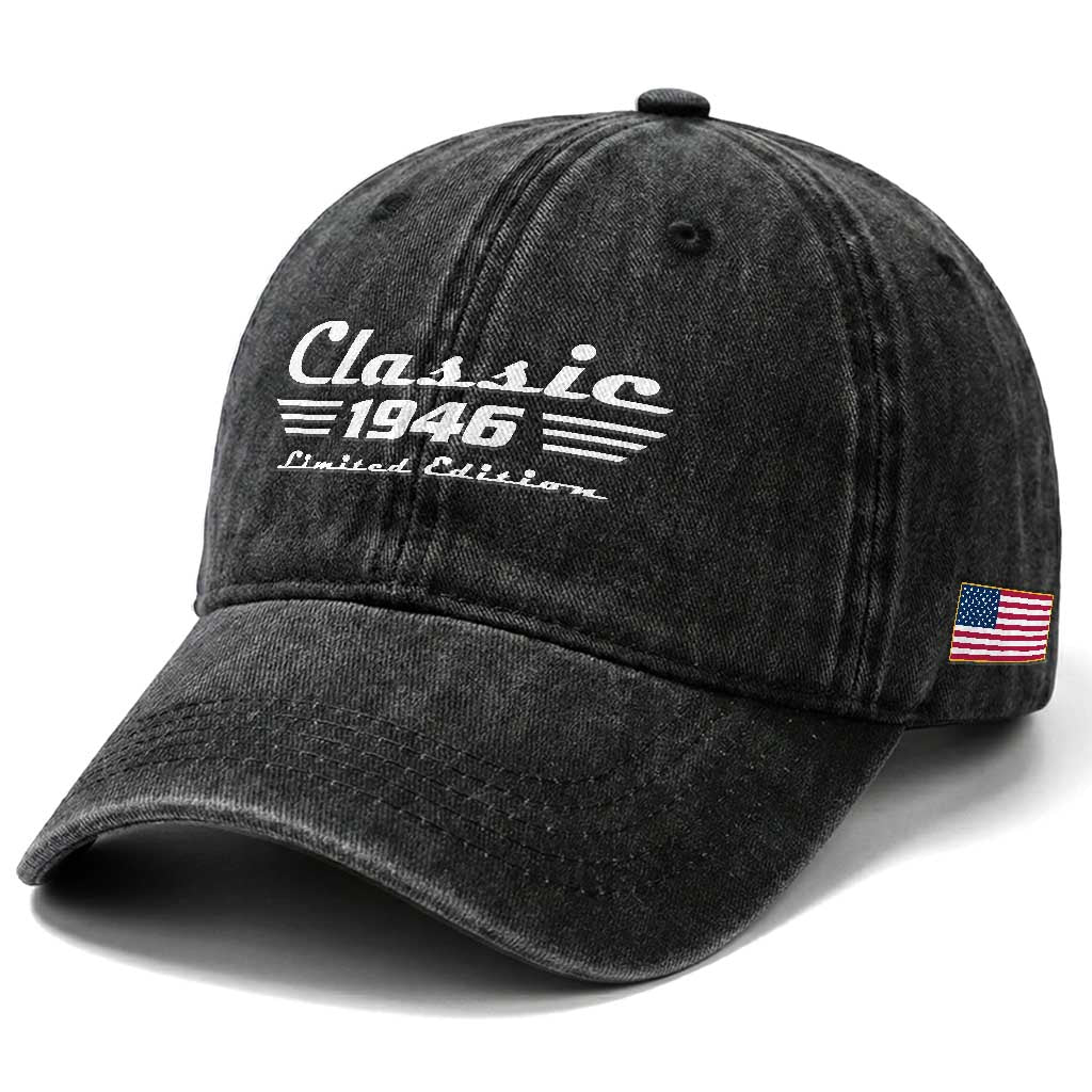 Classic 1946 Birthday Washed Cotton Baseball Cap 80yr 80th Birthday TS10 Print Your Wear