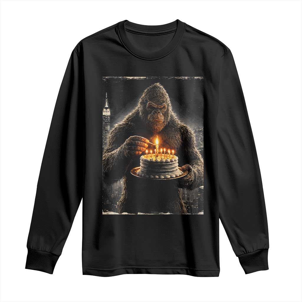 Funny Birthday Bigfoot Long Sleeve Shirt Sasquatsch Bday Party Vintage Graphic Japanese Art TS10 Black Print Your Wear