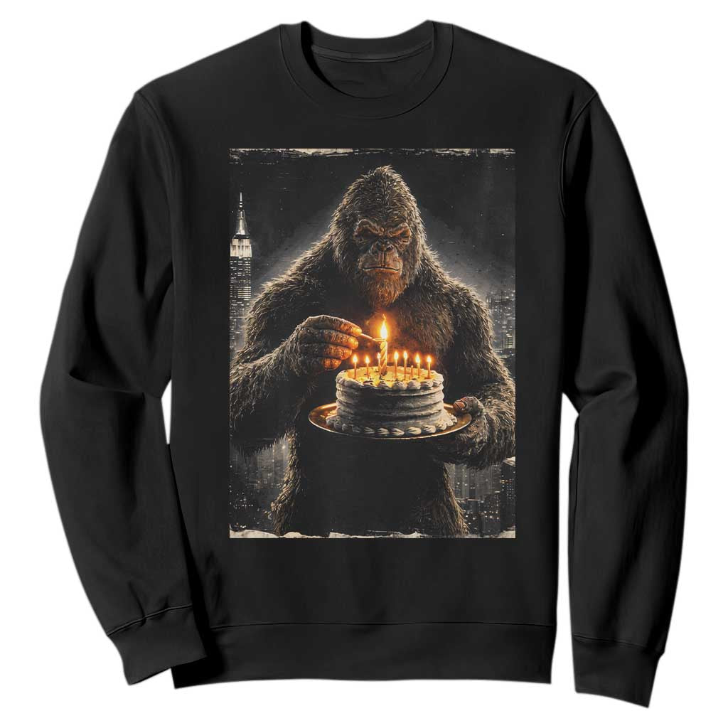 Funny Birthday Bigfoot Sweatshirt Sasquatsch Bday Party Vintage Graphic Japanese Art TS10 Black Print Your Wear
