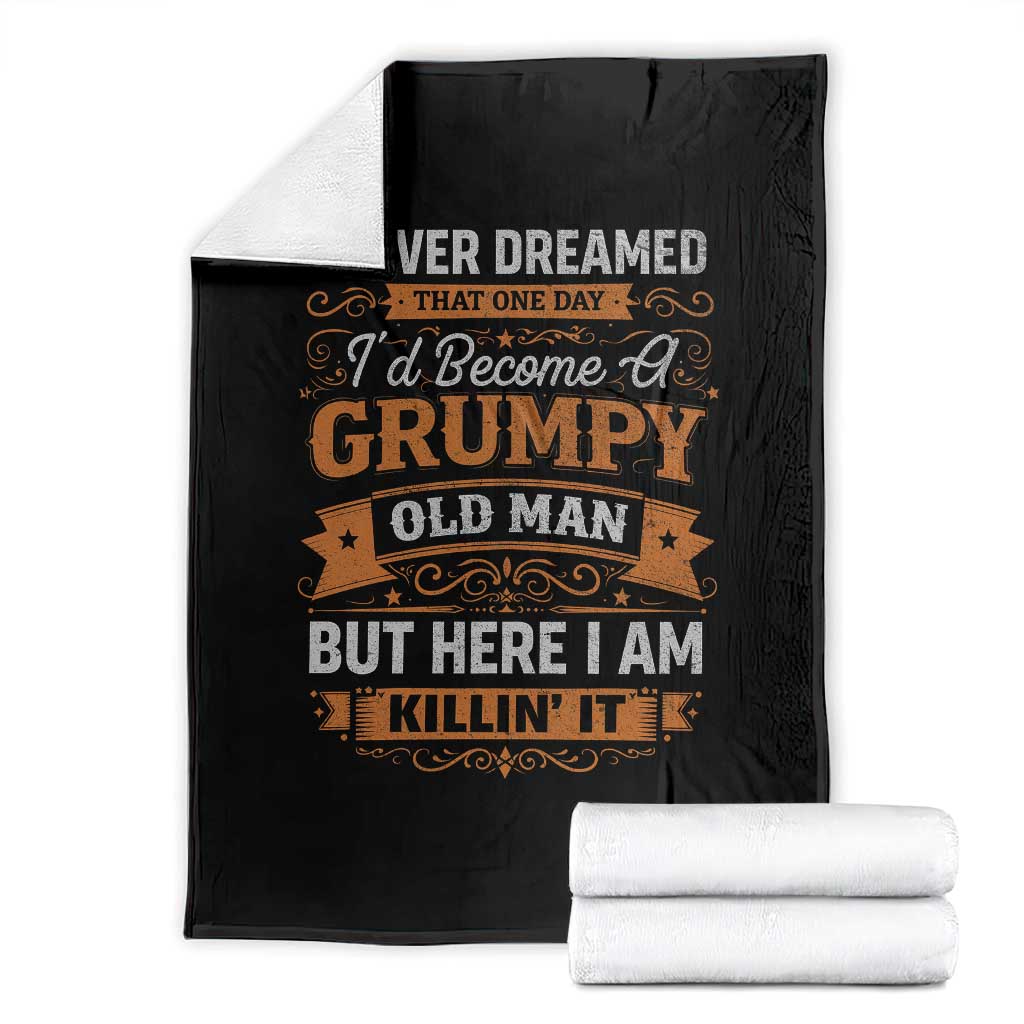 Funny Man Saying Throw Blanket Become A Grumpy Old Man Grandpa Dad TS10 Black Print Your Wear