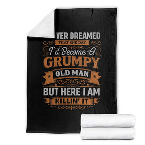 Funny Man Saying Throw Blanket Become A Grumpy Old Man Grandpa Dad TS10 Black Print Your Wear
