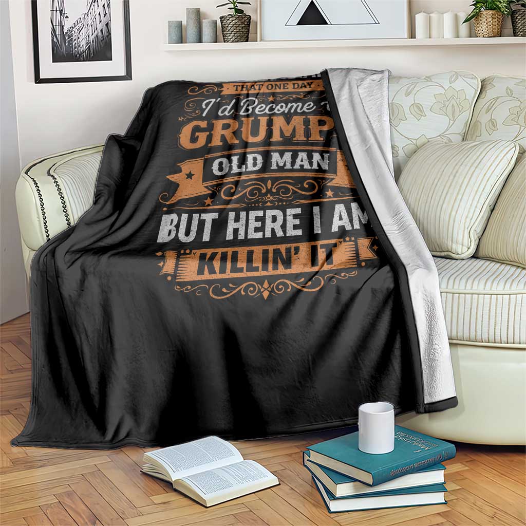 Funny Man Saying Throw Blanket Become A Grumpy Old Man Grandpa Dad TS10 Print Your Wear