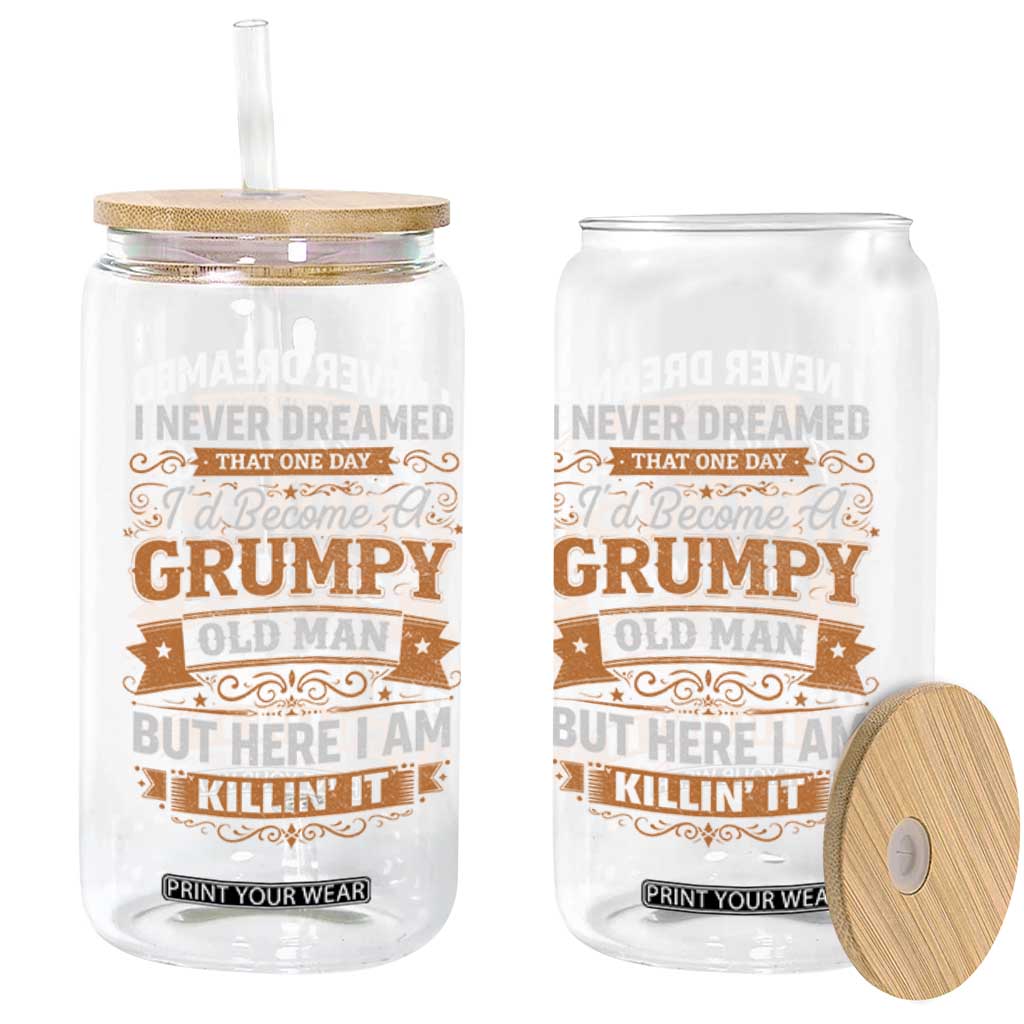 Funny Man Saying Glass Can Become A Grumpy Old Man Grandpa Dad TS10 Print Your Wear