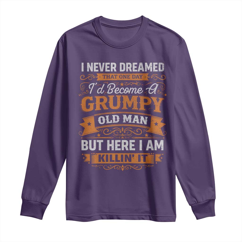 Funny Man Saying Long Sleeve Shirt Become A Grumpy Old Man Grandpa Dad TS10 Purple Print Your Wear