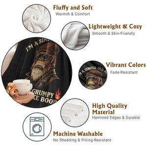 Funny Man Saying Throw Blanket Im A Simple Old Man I Am Grumpy And Like Boobs Bigfoot Gag Gift TS10 Print Your Wear