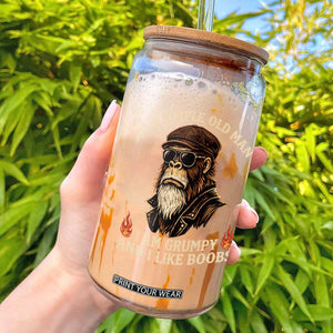 Funny Man Saying Glass Can Im A Simple Old Man I Am Grumpy And Like Boobs Bigfoot Gag Gift TS10 Black Print Your Wear