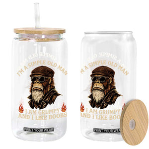 Funny Man Saying Glass Can Im A Simple Old Man I Am Grumpy And Like Boobs Bigfoot Gag Gift TS10 Print Your Wear
